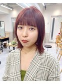 秋カラー☆長め大人ストレートボブ