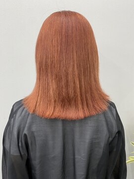 コト 福井大和田店(coto) 福井　大和田　ピンクオレンジカラー　ハイトーン　外はねボブ