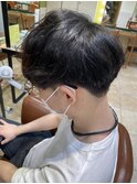 メンズ前下がりマッシュ×アップバング