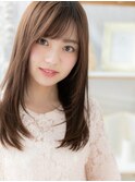 ★斜めバング大人ガーリーツヤ髪レイヤーロング20代30代40代★9!