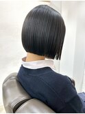 タッセルボブ ミニボブ 黒髪ボブ 前下がりボブ 髪質改善縮毛矯正