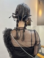 20代30代40代♪大人可愛いブラウンカラーゆるふわローポニー