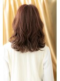 チェリーレッド毛先パーマ抜け感小顔ミディアムY北浦和30代40代
