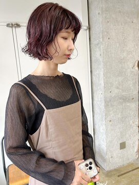 ユニオンリット(Union lit) ボブパーマ×カシスレッド