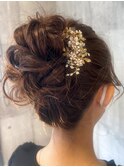 お呼ばれヘア　結婚式アレンジ　アップスタイル　ヘアセット