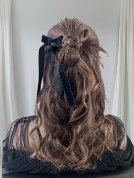 リボンハーフアップ