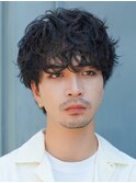 メンズシースルーマッシュニュアンスパーマシャドウパーマテテ風