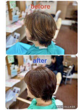 ヘアーメイク ラピス(hair make Lapis) 艶まとまりショートボブ×白髪老化ケアカラー/ウォームブラウン