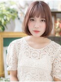 くすみピンク小顔切りっぱなし前下がりロブa川口20代30代40代