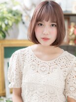 カバーヘア ブリス 川口(COVER HAIR bliss)&nbsp;くすみピンク小顔切りっぱなし前下がりロブa川口20代30代40代