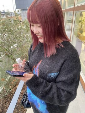 エムサロン 元総社(emusalon) 【Yuuka】ぷつっとボブとあわーいピンク