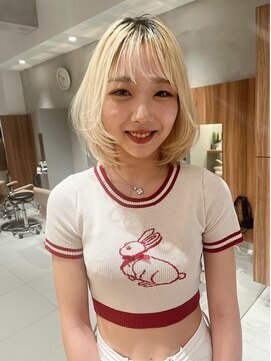 ガリカ 大名(Gallica) 【森千晶】ハイトーンブロンド/お洒落レイヤーミディ/ウルフヘア