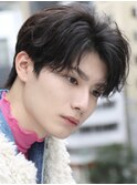 ニュアンスセンターパート韓国ガイルヘア爽やか黒髪毛流れ