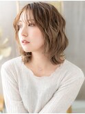 くせ毛風ラフカール透け感ミディアムウルフ!