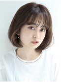 ◎丸顔の方必見！大人かわいいぱつっと小顔シースルー前髪ボブ