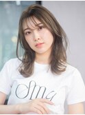 ロング美髪顔周りレイヤー韓国ヘアおくれ毛_F0599