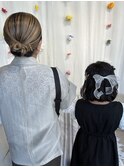 お子様といっよにヘアセット