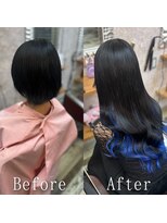 エクステ専門店あるじゃんすー 小倉店&nbsp;ブラック×ブルー#シールエクステ#インナーカラー#韓国#小倉