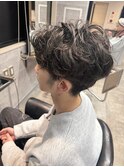 センターパート×ラフウェーブ