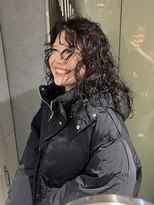 リラス 博多(rilas)&nbsp;くるくるパーマ　ミディアム　パーマスタイル　ブラウンカラー