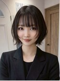 大分ミディアムボブレイヤーかるめ韓国レイヤーくびれスタイル