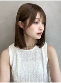 大人ストレートボブ/シースルーバング/20代、30代、40代