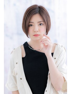 ミック 日暮里店(miq) 大人かわいい…黒髪風の前下がりナチュラルグラボブa