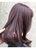△ブリーチなしピンクベージュ暖色系カラーセミロング髪質改善