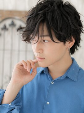 トニーアンドガイ メン 与野駅前店(TONI&GUY MEN) モテ抜け感ランダムパーマ黒髪ウェットスタイルg与野