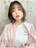 韓国風レイヤーボブ/前髪カット/ピンクブラウン[仙台]