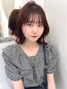 ランテルディ 渋谷(LANTERDIT) 外ハネボブ シースルーバング くびれボブ 艶カラー ブラウン