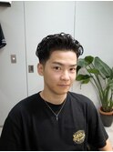 アップバング/テーパーフェードショートレイヤー無造作パーマ
