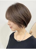 白髪ぼかし/ひし形/癖毛/大人ショートボブ/60代50代40代