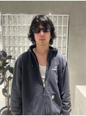 天神大名フェザーパーマシャドウパーマ緩めセンターパートウルフ