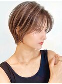 Say.丸みショートレイヤーシルキーベージュミルクティーベージュ