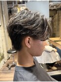 フェザーパーマ　センターパート