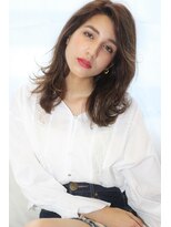 ヘアーアートシフォン 池袋西口店(Hair art chiffon)&nbsp;黒髪似合わせカットグレージュグラデーションカラーのふわミディ