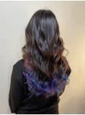 巻き髪セット☆毛先カラフル☆青・紫系★
