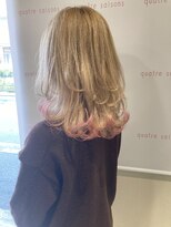 キャトルセゾン(quatre saisons)&nbsp;ワンカールが可愛いセミロング×毛先ピンク