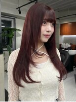 ニコ トウキョウ 渋谷(nico TOKYO) ダブルカラーチェリーレッドピンクブラウン韓国レイヤーロング