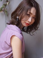 アトリエ フェム(atelier.fem)&nbsp;抜け感ミディアムパーマ×ツヤ感モーブグレー