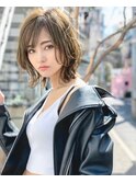 大人かわいい前髪セシルカットココアブラウンフリンジウェーブ