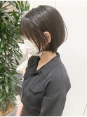 大人かわいい黒髪丸みショートボブ耳かけ20代30代40代髪型