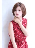 20代30代40代50代ショートボブヌーディベージュ