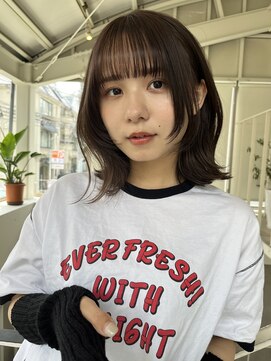 アクアオモテサンドウ(ACQUA omotesando) △顔周りだけウルフカットロブヘアラベンダーグレージュ