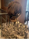 花田/ヘアセットシニヨン編みおろしお呼ばれ下北沢結婚式卒業式