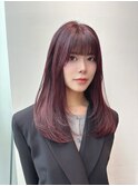 韓国レッドカラーレイヤーカット