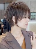 ショートボブ髪型30代40代50代前髪あり前髪無し面長丸顔【西村ss