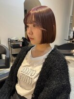 ダブル(W) 艶髪顔まわりレイヤーボブ/ピンクブラウン