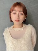 ミニボブタッセルボブ切りっぱなしピンクベージュダブルカラー